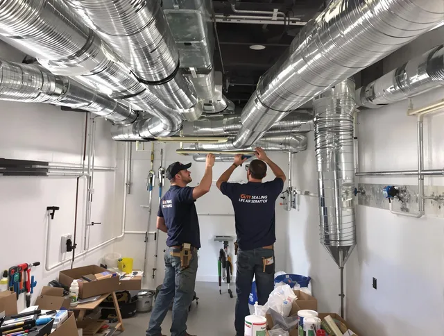Winchester Air Duct Cleaning technician applying professional duct sealing solutions in Winchester