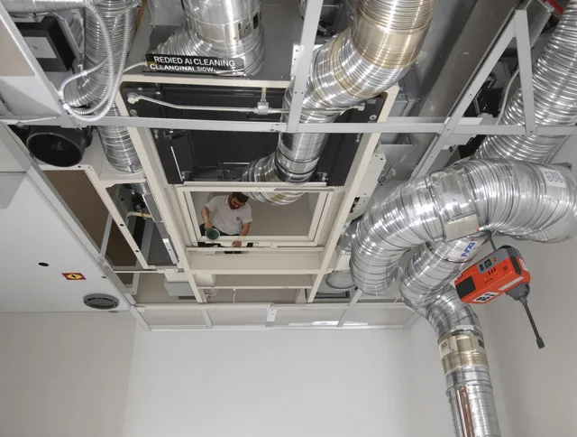 Winchester Air Duct Cleaning technician performing detailed central duct system cleaning in Winchester
