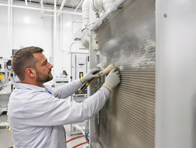 Winchester Air Duct Cleaning technician performing precision commercial coil cleaning at a Winchester business