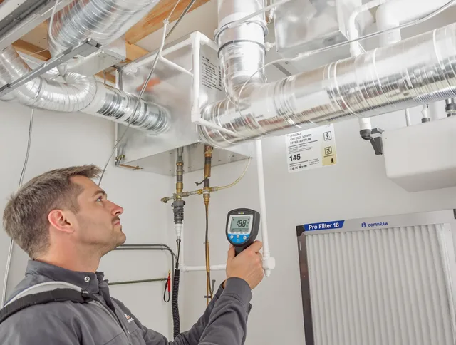 Winchester Air Duct Cleaning expert conducting detailed filter system inspection using diagnostic tools in Winchester