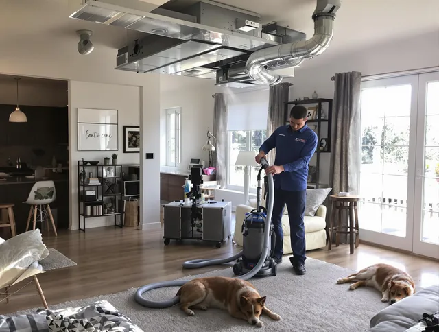 Winchester Air Duct Cleaning technician performing detailed indoor duct cleaning for improved air quality in Winchester