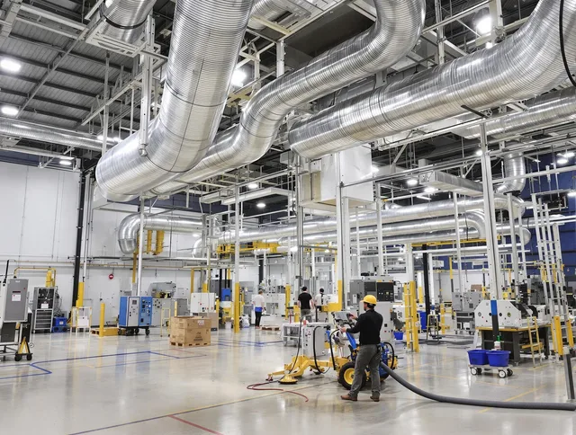 Winchester Air Duct Cleaning team performing comprehensive industrial duct cleaning at a large facility in Winchester